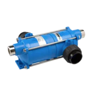 Pahlen Hi Temp havuz ısıtıcısı – termoplastik gövdeli ve AISI 316L paslanmaz çelik veya titanyum spiral serpantiniyle 300 m³'e kadar havuzlar için ısı eşanjörü